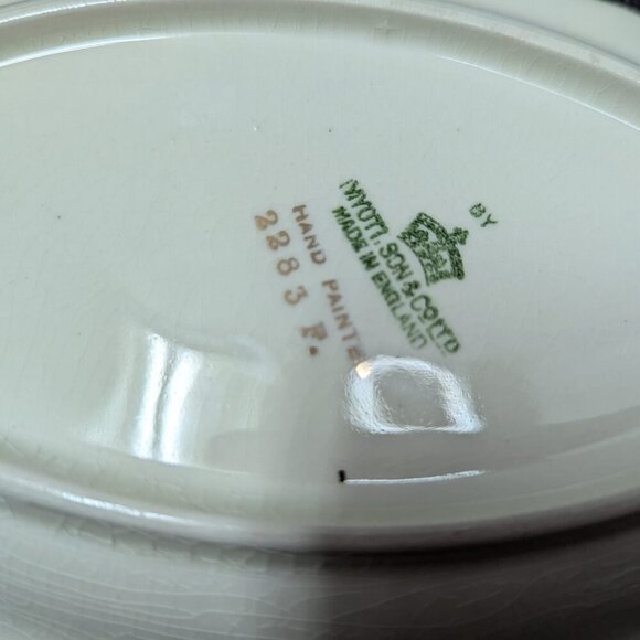 Vintage Myott Son and Co Hand Painted Porcelain Gravy Boat with Under Plate - Picture 3 of 6